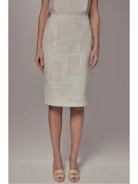 Donna Karan Cream Textured Pencil Skirt